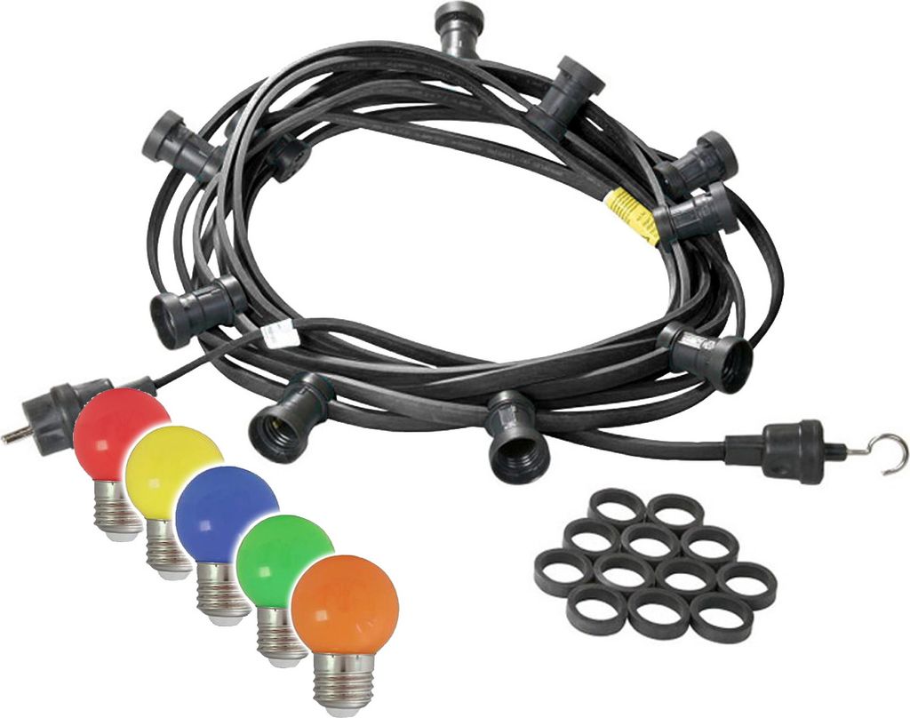 Illu-/Partylichterkette 40m - Außenlichterkette schwarz - Germany - 60 bunte LED Kugellampen