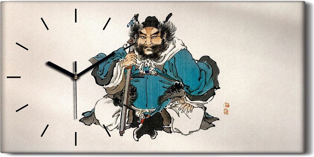 Dekor Leinwand Uhr Wandbilder 60x30 Malerei Asiatische Traditionell Samurai - schwarze Hände
