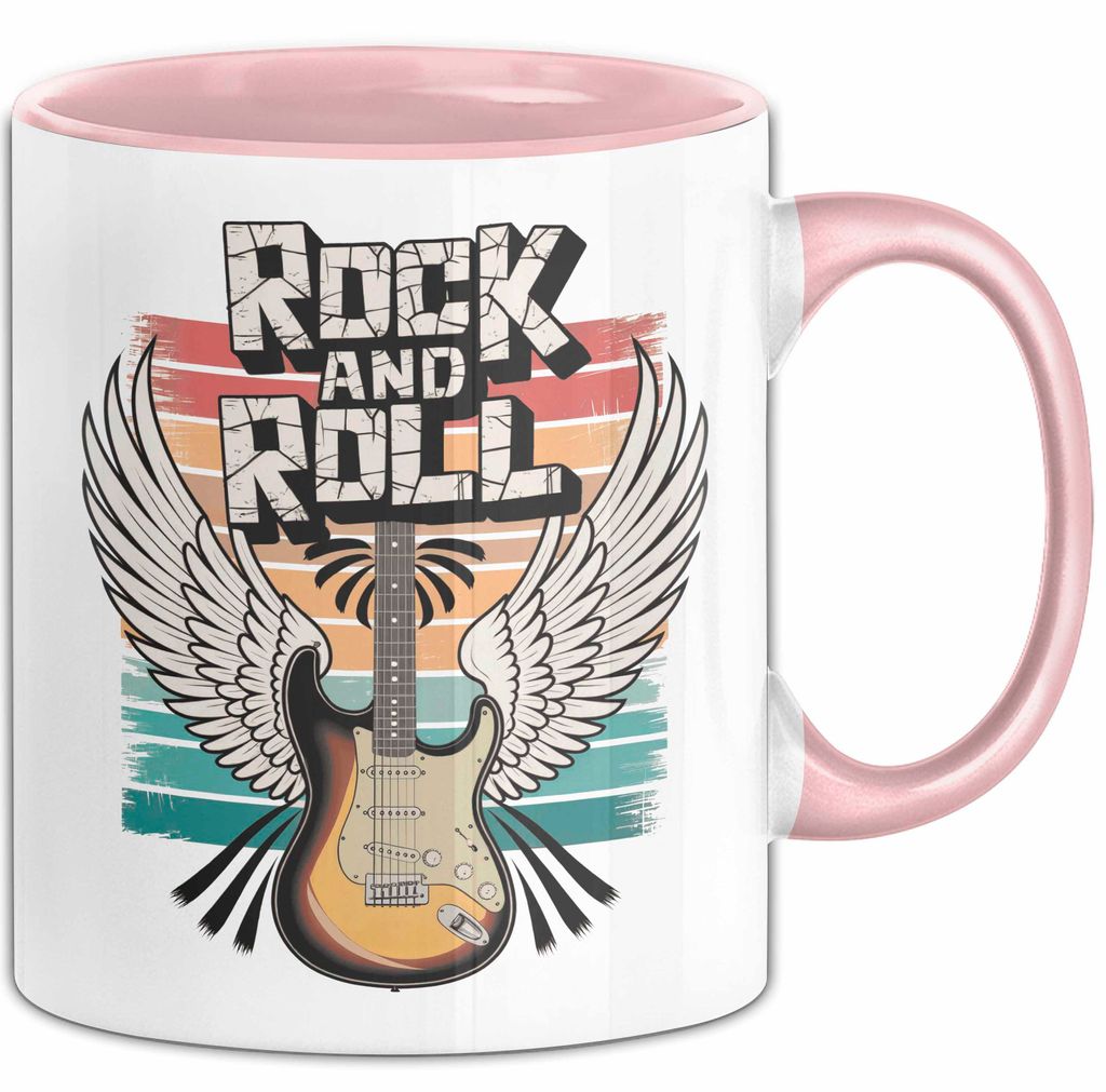 Gitarre Musikliebhaber Musiker Gitarrist Tasse Geschenk Lustige Geschenkidee Spruch Rock’n’Roll (Rosa)