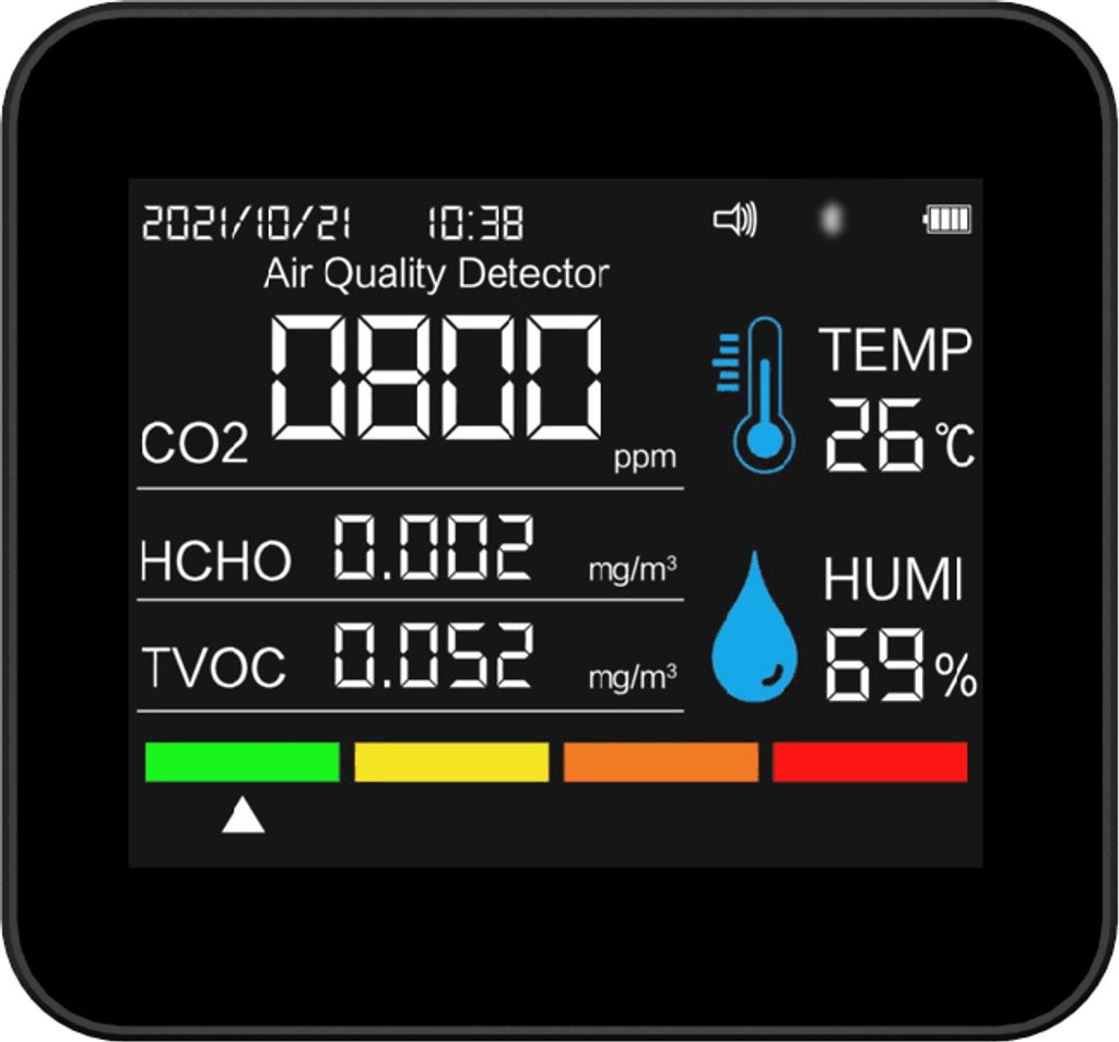 9-in-1 Luftqualitätsmesser mit App – CO₂, TVOC, HCHO, Produktbild 