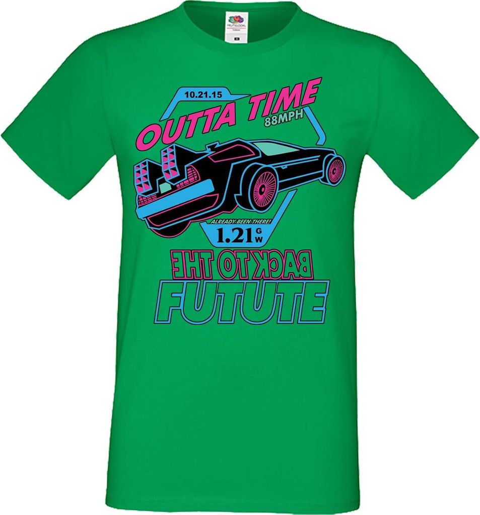 Herren T-Shirt Anime Manga Back To The Future, Man L / Grün