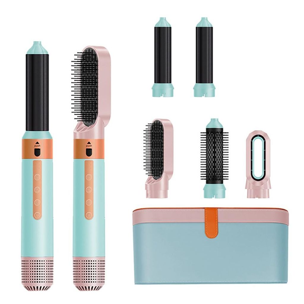 Tekoo Multihaarstyler Haarstyler 5-in-1 Set: Warmluftbürste, Föhn & Lockenstab, für Locken