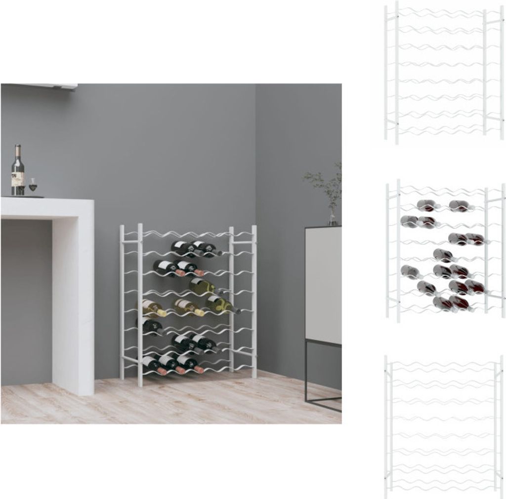 vidaXL Weinregal für 48 Flaschen Weiß Metall - Weinregale