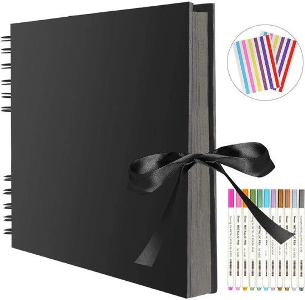 Livre d'or scrapbooking noir 40 pages grand format pour bricolage