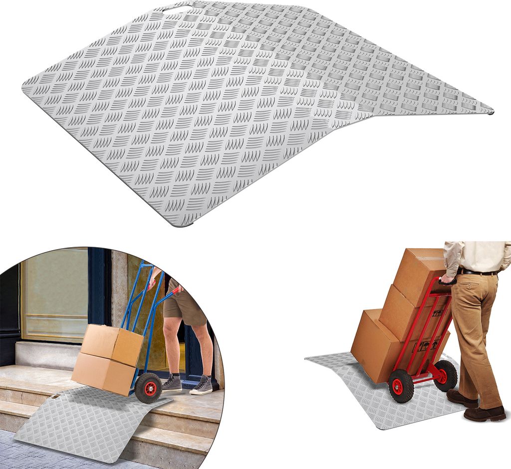 UISEBRT 70cm Breite Rollstuhlrampe, 80cm Türschwellenrampe, 10cm Hoch, Tragbare Schwellenbrücke mit rutschfesten Griffen für Innen- und Außenbe...