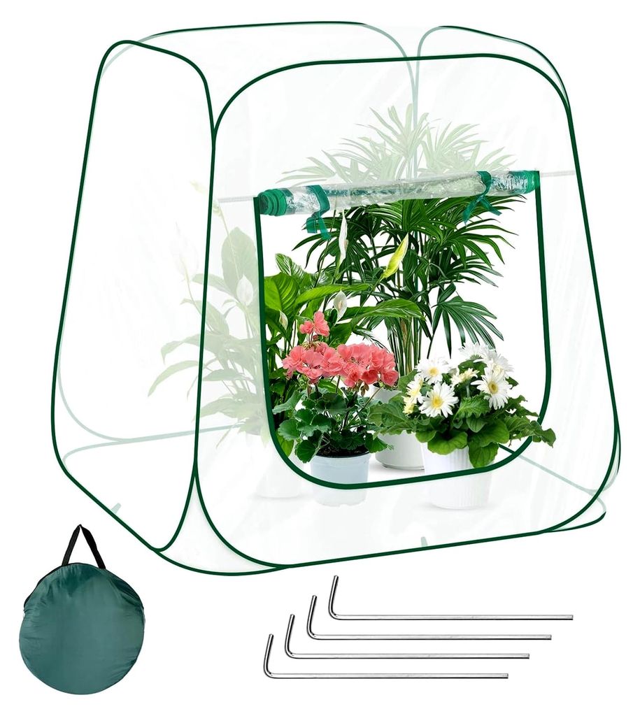 Pop-up Mini-Gewächshaus, kleines Gewächshaus aus PVC, Überwinterungszelt für Pflanzen, Pflanzenschutz Winterzelt, Mini-Gewächshaus mit Aufroll...