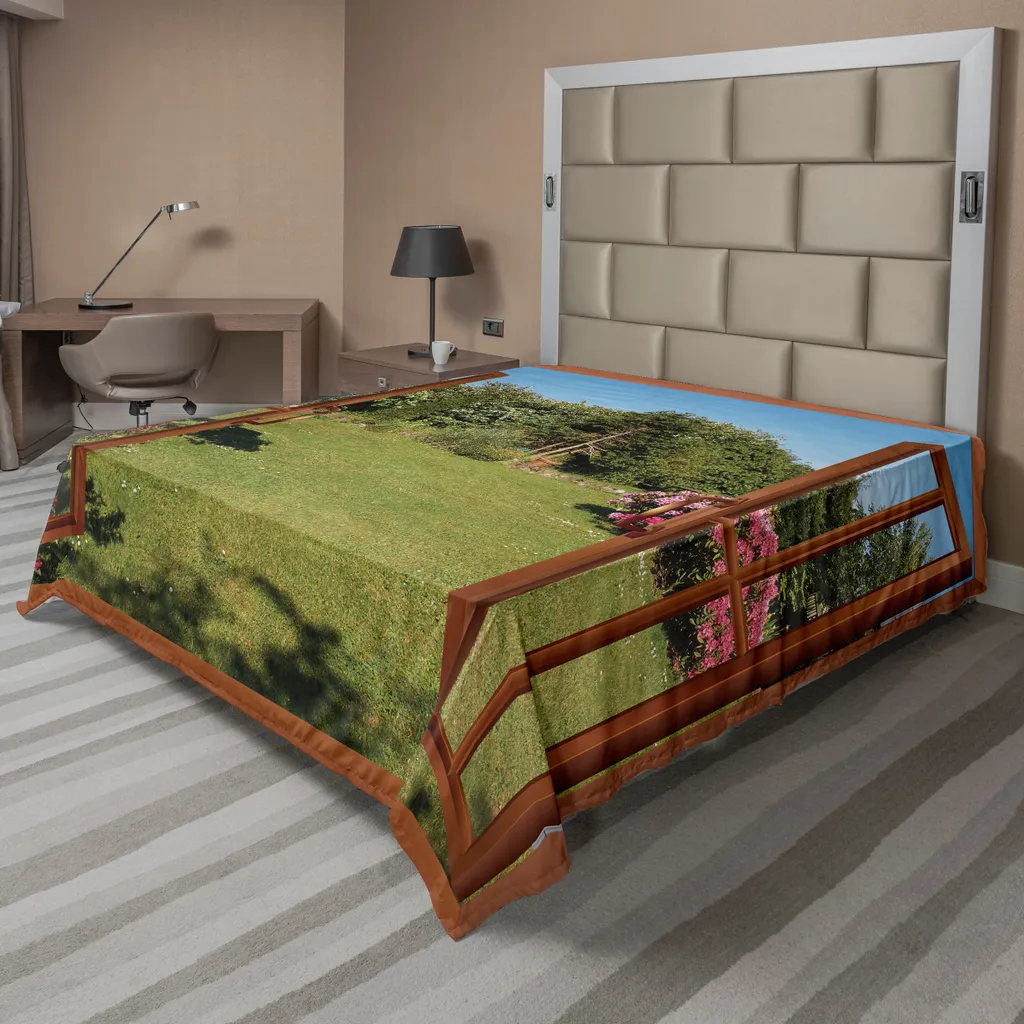 Drap de lit anti-plis design plage exotique pour chambre zen 244x205cm