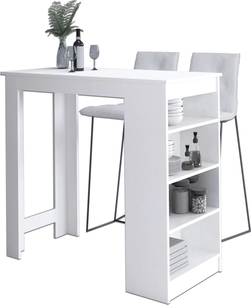 Bartisch AKORD Hockertisch Weiß 115 cm 4 Ebenen B115 x H103 Produktbild 