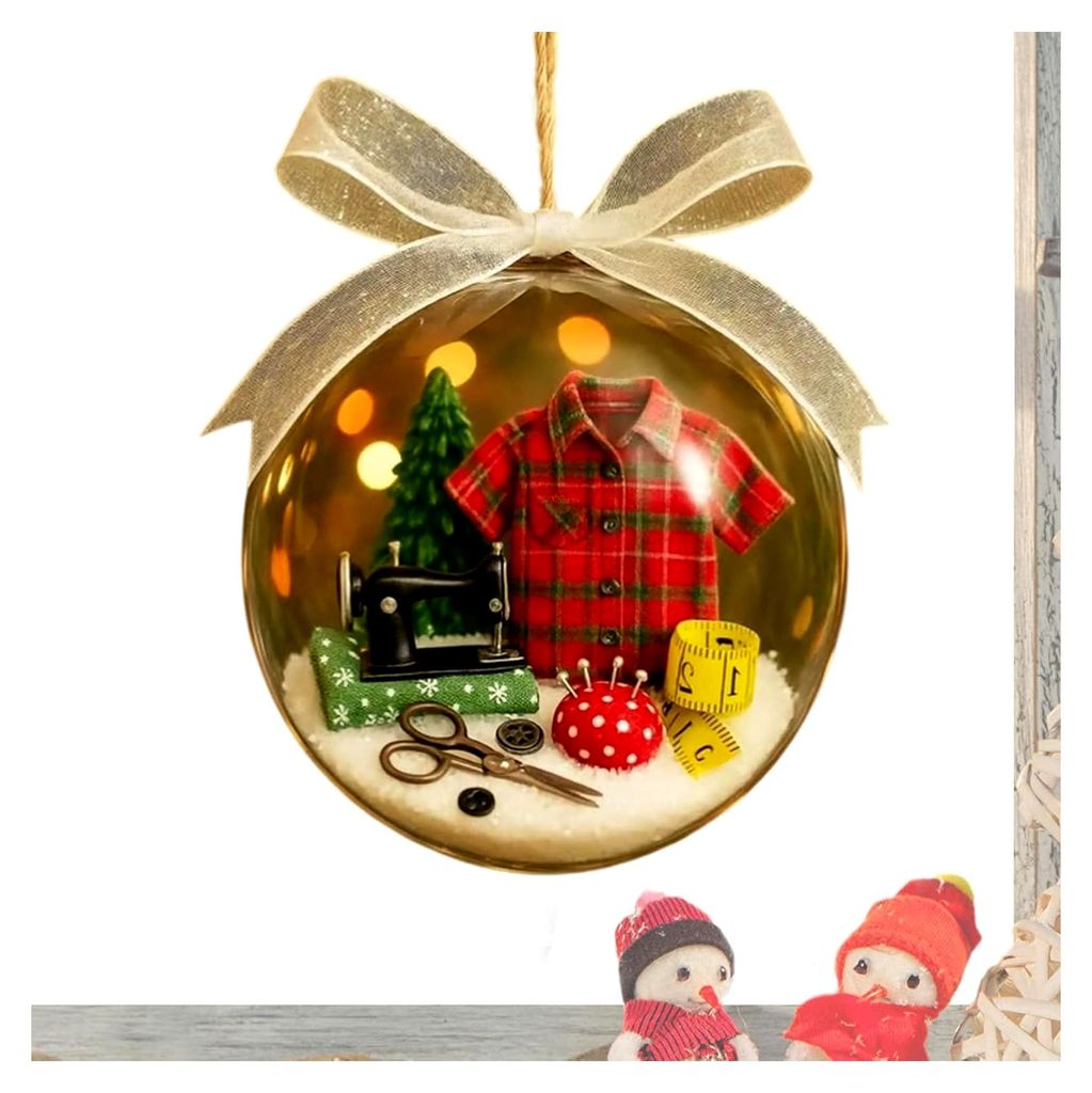 Schneekugel Anhänger - Weihnachtsbaum Schmuck Deko - Saisonale Dekoration für Nähliebhaber