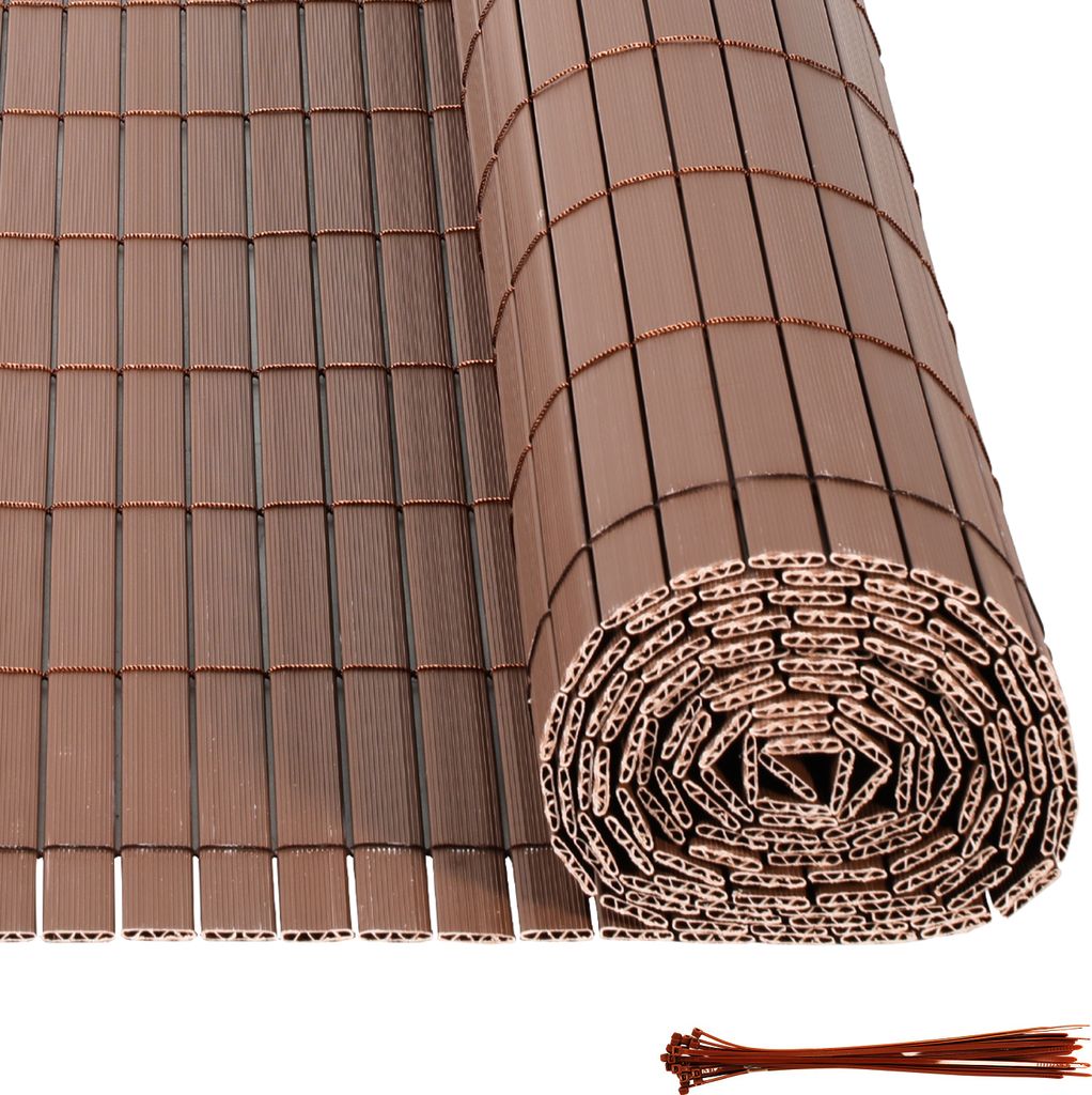 Aopunly PVC Sichtschutzmatte W-Struktur Verstärkung Innen, Balkon Sichtschutz mit Kabelbindern, Sichtschutzzaun Windschutz Wasserdicht ohne Bohren...