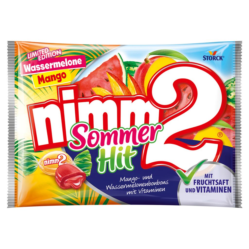 nimm2 Sommer Hit Fruchtbonbons Wassermelone Mangogeschmack Produktbild 