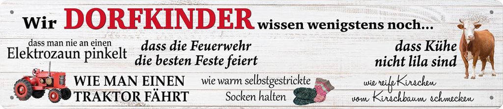 Dorfkinder - Feuerwehr, Straßenschild aus Blech 46x10 cm, STR 132