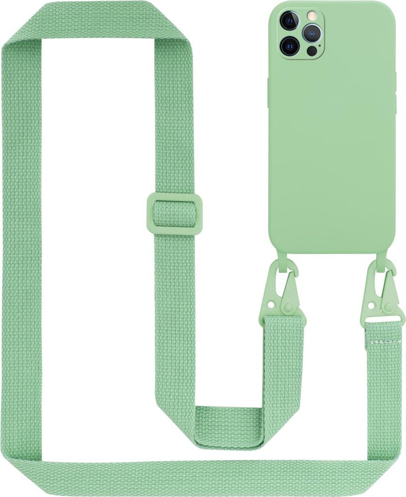 Cadorabo Schutzhülle für Apple iPhone 12 / 12 PRO Hülle in Grün Handykette Etui längenverstellbar Kordel Band