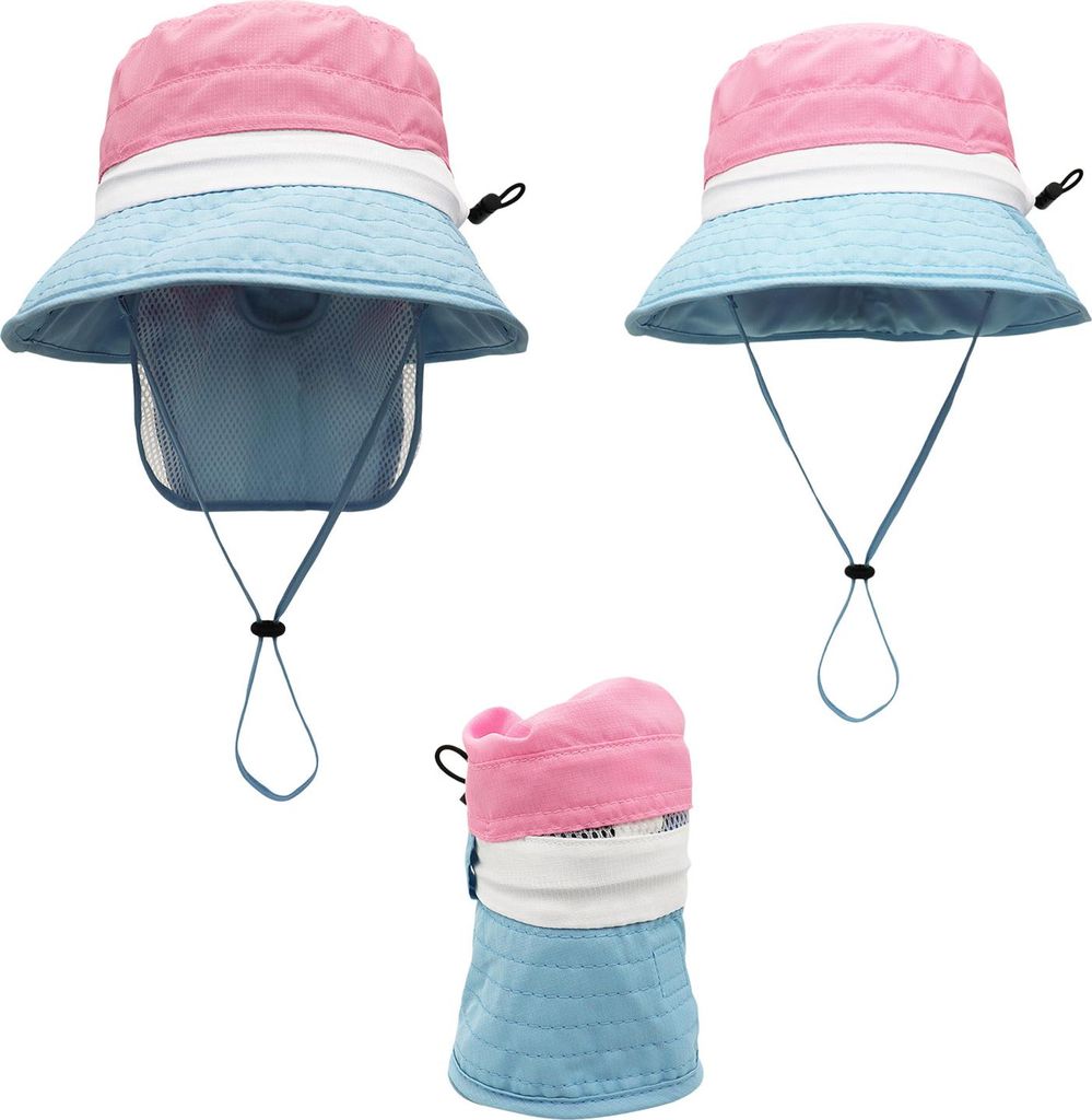 Baby Sonnenhut,UV-Schutz UPF 50+ Fischerhut für Mädchen Jungen, Rosa, M(52-56cm)