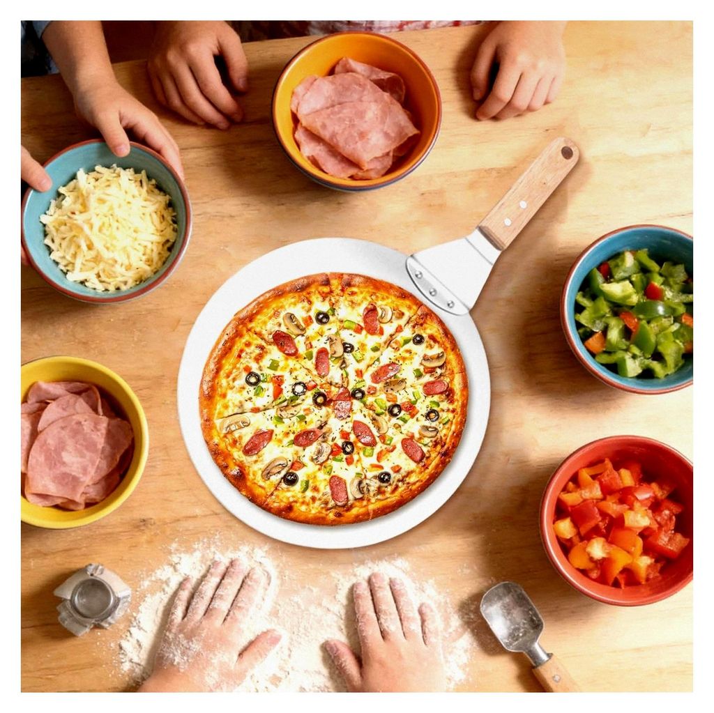 Pizzaschieber - Gleitender Pizzaschieber mit Holzgriff für Ofen und Grill zum Backen und Servieren