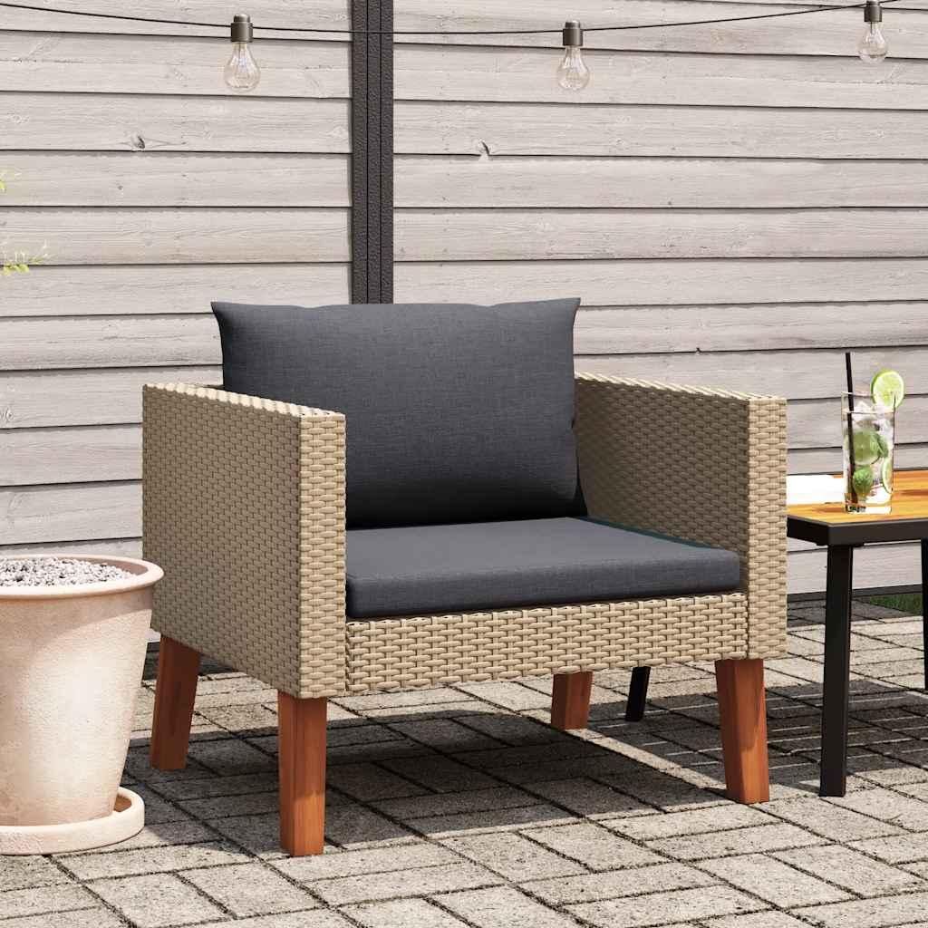 Maison Exclusive - 1-Sitzer-Gartensofa mit Auflagen Poly Rattan Beige