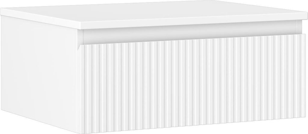 Mexen Rivel 60 cm Badezimmerschrank mit Waschbecken, 1 Schublade, geriffelt, weiß matt - 91A20-06023-1-BFC01