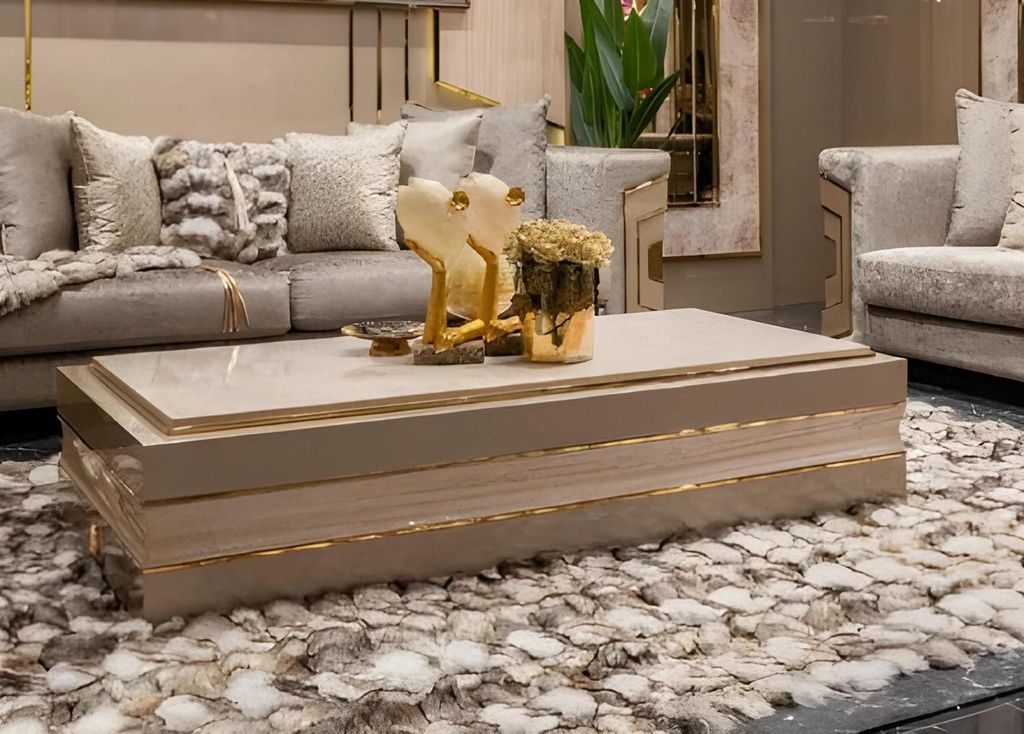 Modernes Wohnzimmer-Set Exklusive Sofas Edler Couchtisch Kaffeetisch