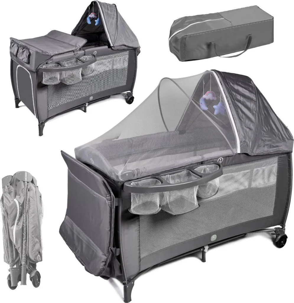 Lit de voyage pliable avec table à langer amovible et 2 niveaux 15 kg