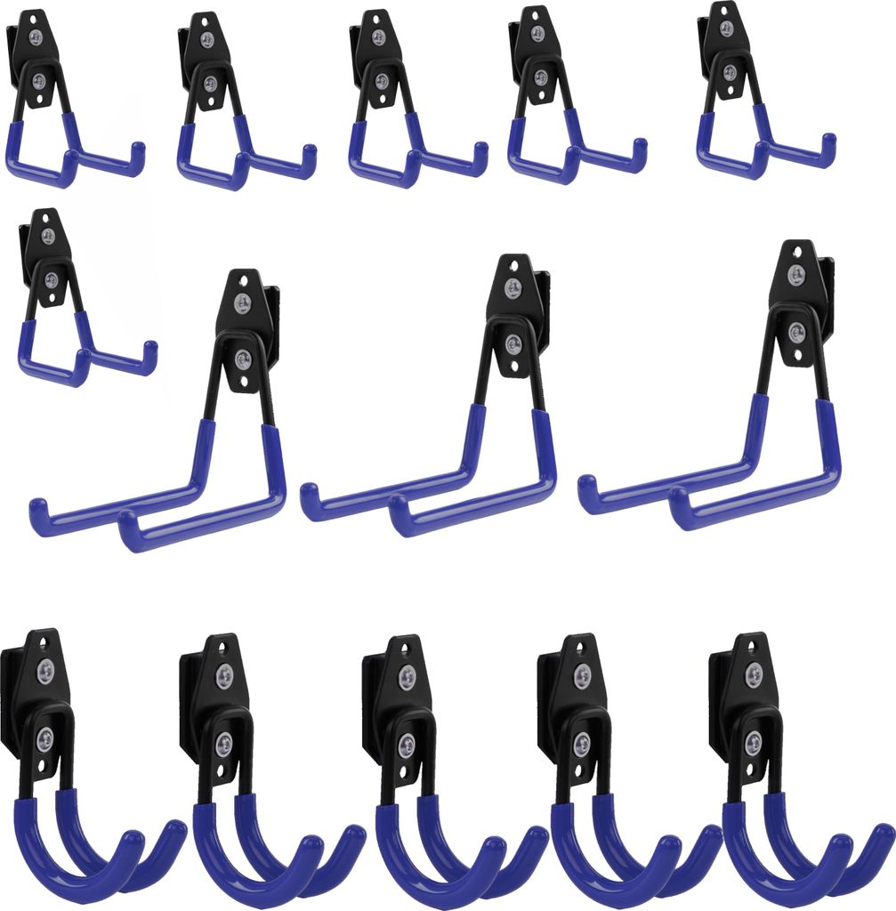 Set 14 Stck. Werkzeughaken von BOTLE für Qbrick Koffer-System für Werkzeuge "Gerade und U-förmig" S, M, L Grosse, Stahl mit PVC, Garage, Werksta...