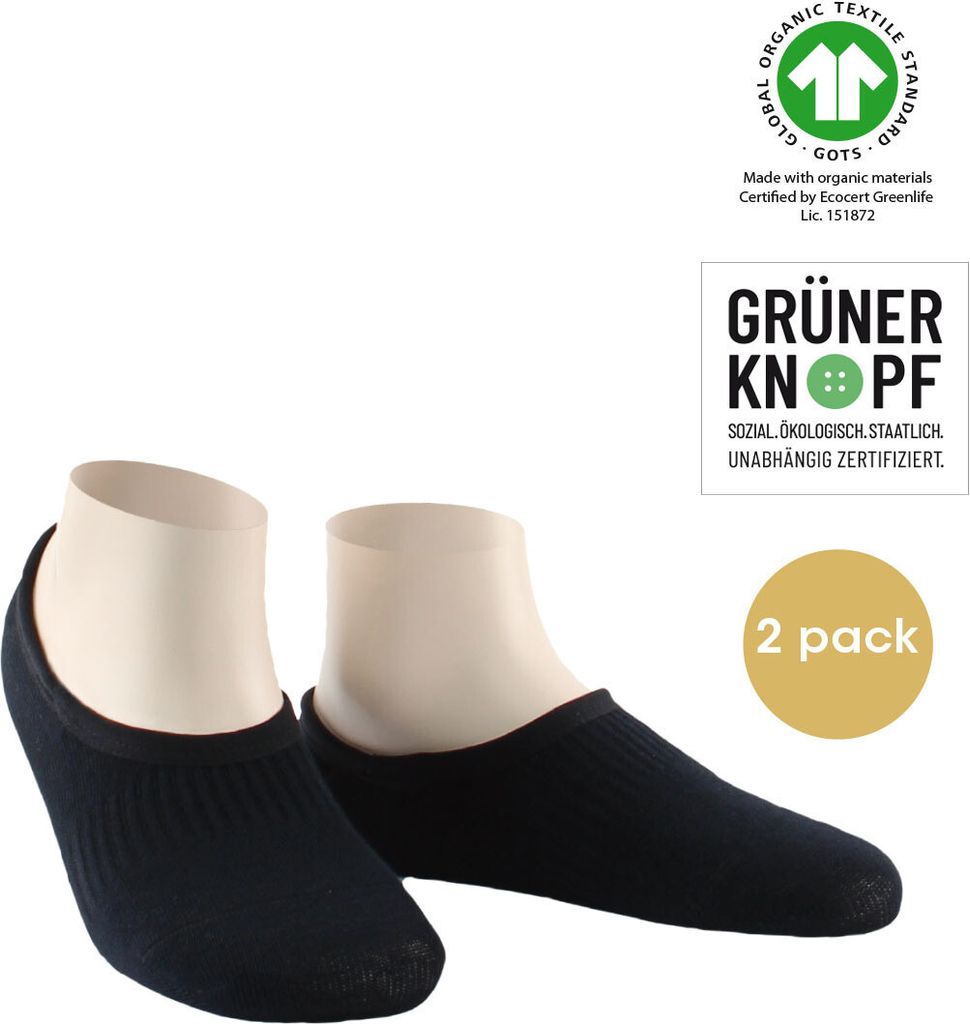 Herren Füßlinge ORGANIC Baumwolle 2-er Pack schwarz-43-46