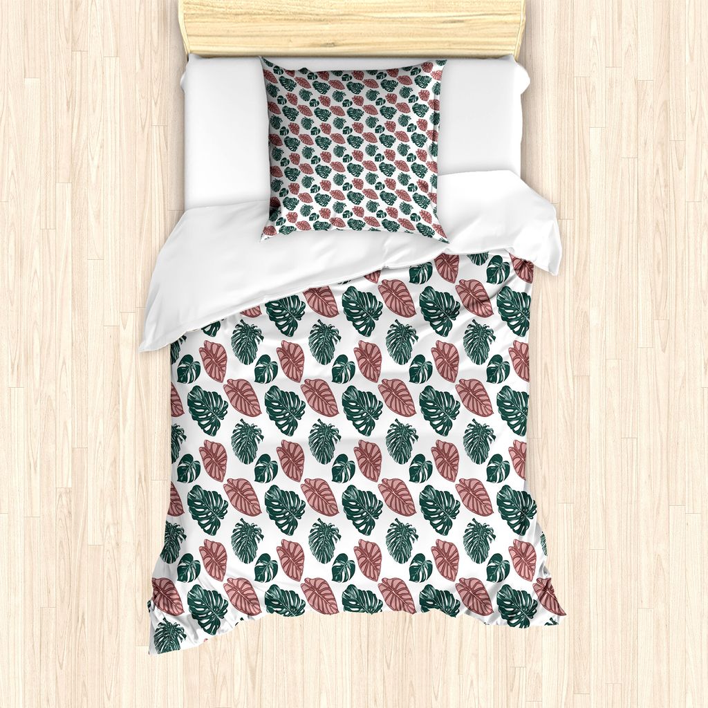 ABAKUHAUS Philodendron Bettbezug Set für Einzelbetten, Tropic Forstbotanik, Milbensicher Allergiker geeignet mit Kissenbezug, 135 cm x 200 cm - 80...