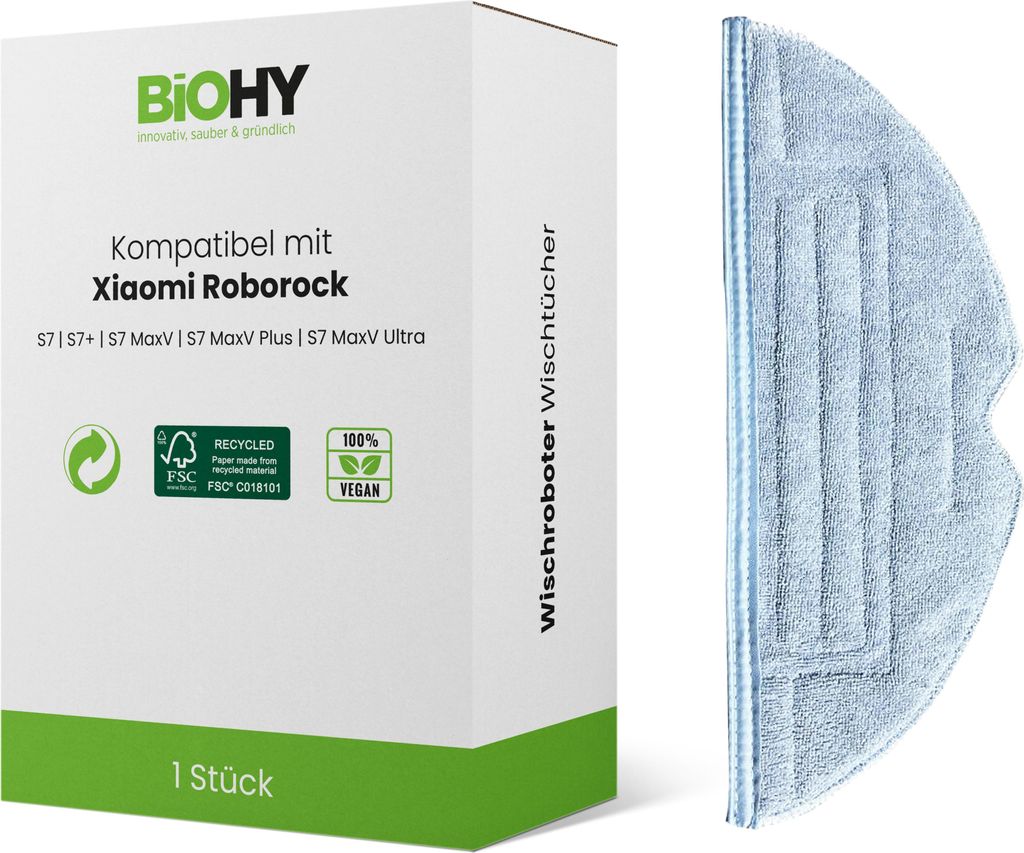 BiOHY Mikrofaser Wischtücher für Roborock Wischroboter, Roborock S8 / S7 / S7+/ S7 Maxv Ultra / Pro Ultra / S6 & S5, Bodenwischer Ersatzteile, Zu...