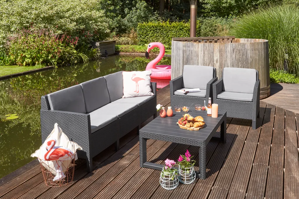 Table de jardin modulable Allibert Lyon 2 en 1 gris graphite - 19