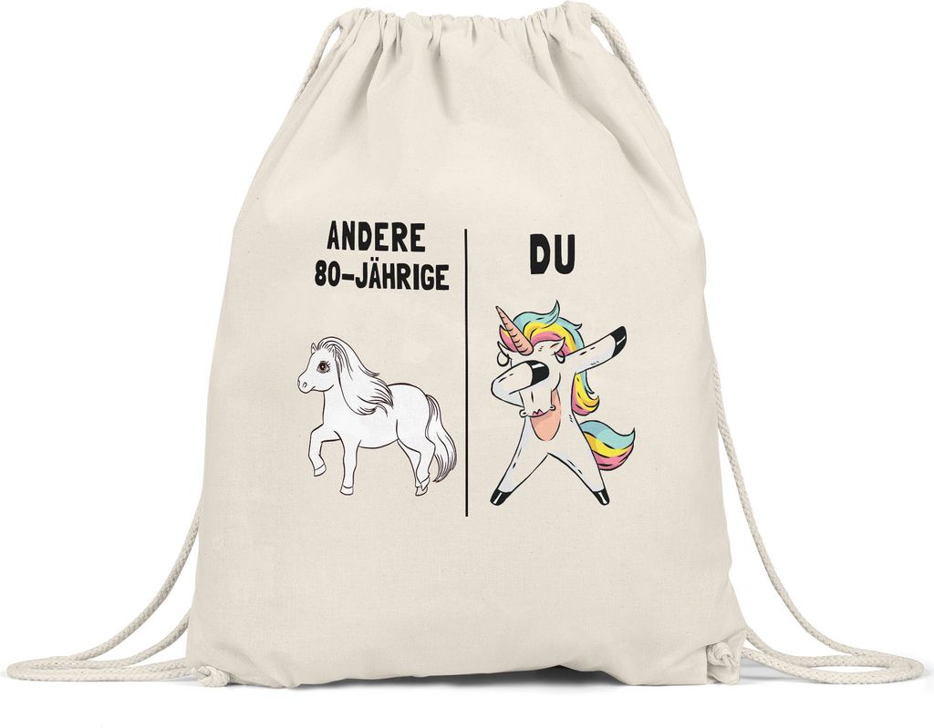 80. Geburtstag Turnbeutel Gymsack mit Spruch Frauen Lustig Einhorn 80 Jahre Geschenk-Idee Andere 80 Jährige