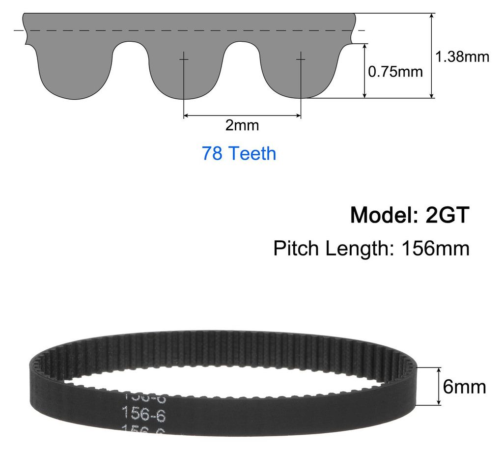 10Stk 2GT Gummi Zahnriemen Gš¹rtel Geschlossene Schleife Gummib?nder 156-2GT-6 6mm Breite x 156mm L?nge 3D Drucker Zahnriemen Gummizahnriemen Kei...