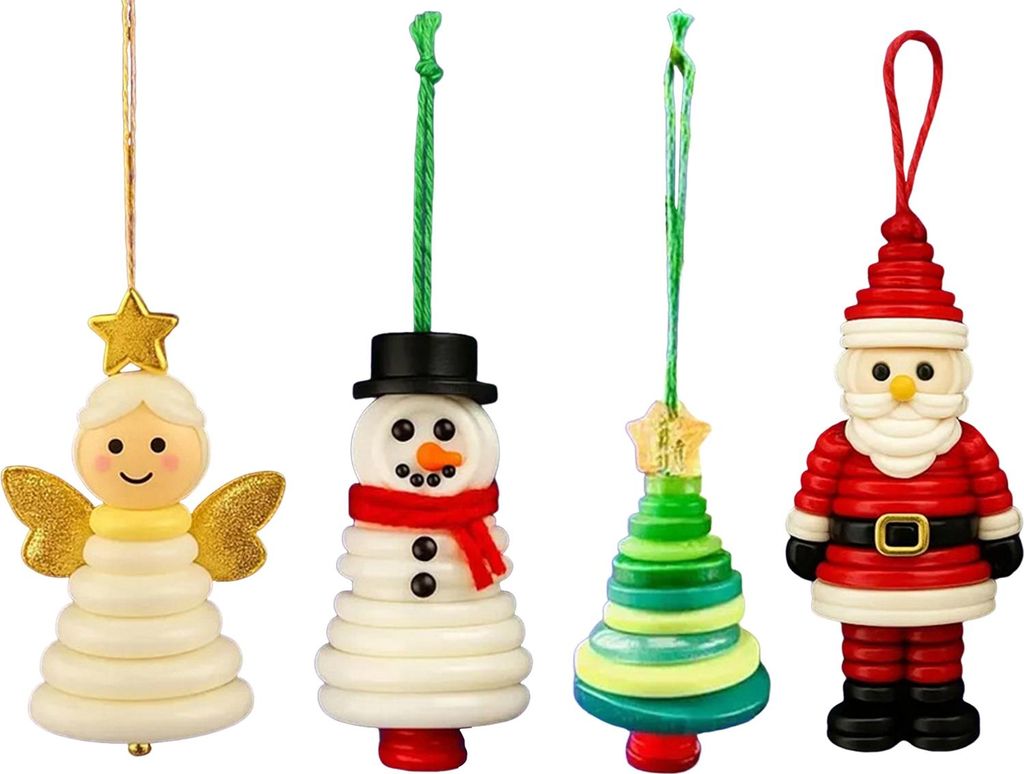 DIY-Weihnachtsbaumschmuck-Set mit Knöpfen: Bastelset zum Selbermachen von handgefertigten Schneemann-, Weihnachtsmann- und Engel-Dekorationen aus ...