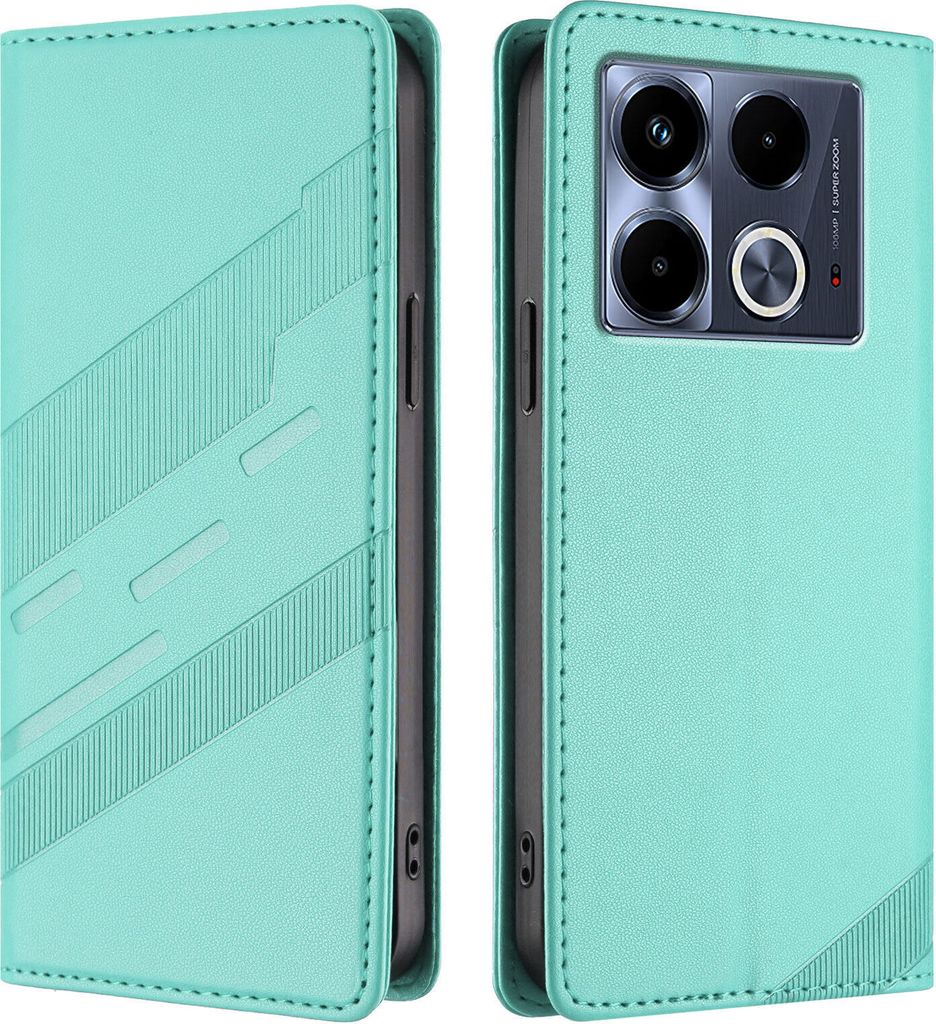 Hülle für Infinix Note 40 5G, Kunstleder Brieftaschen Handyhülle mit Kartenfach und Standfunktion Türkis