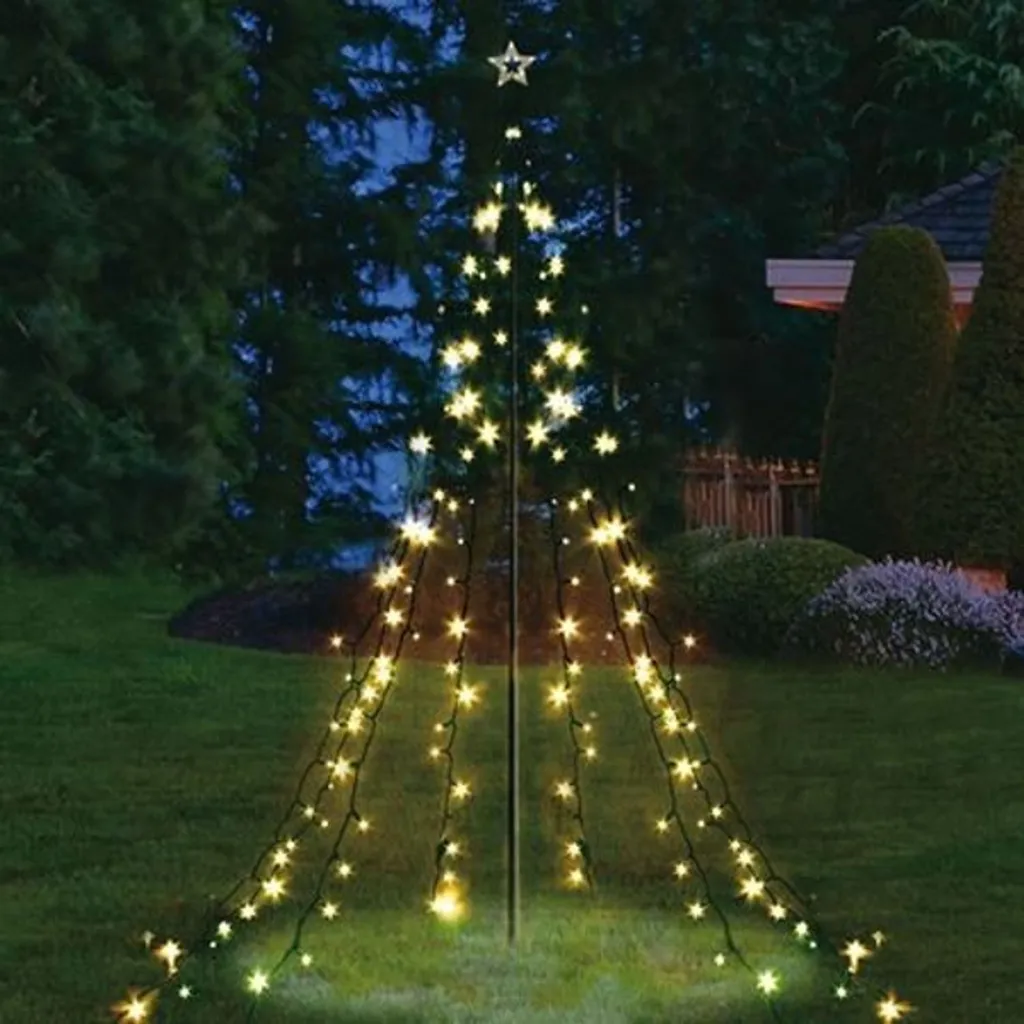 Pyramide lumineuse de jardin 200 LED avec filet et chaîne de lumière