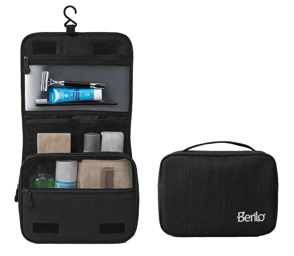 KULTURTASCHE zum Aufhängen 23cm Kulturbeutel Kosmetiktasche Reisetasche Toilettenorganizer Reise Tasche 04 (Schwarz)