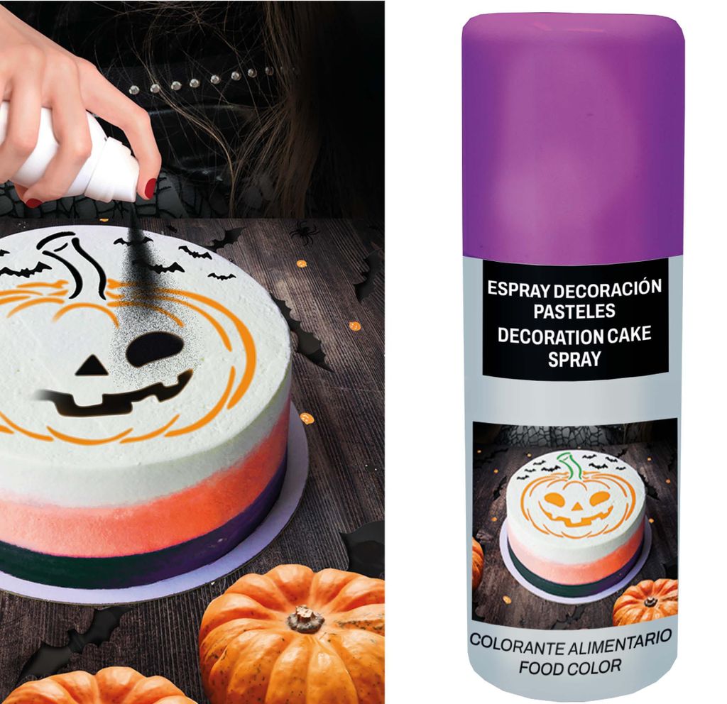 Halloween Kuchen Dekorationsspray Party 100ml Highlights Feier Kuchen Kreative Tortenkunst Heimsüßer Halloween Abendschmaus, Farbe: Lila