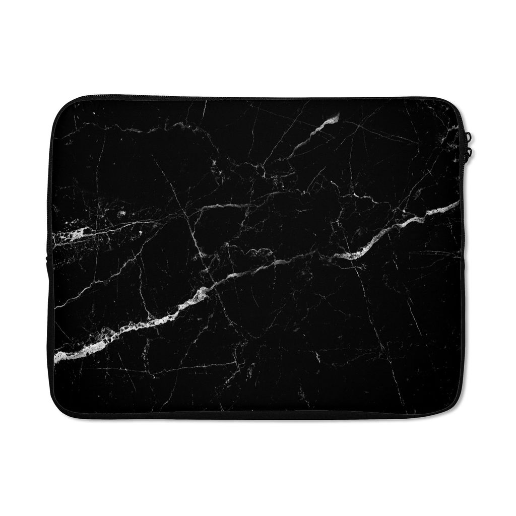 MuchoWow Laptop Hülle 17 Zoll Laptoptasche Marmor - Schwarz - Marmoroptik - Weiß - Luxus - Stein - Zipper - Schutzabdeckung - Reisen zubehör