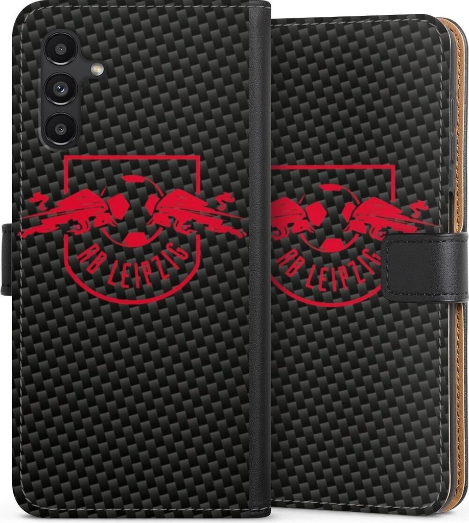 DeinDesign Klapphülle für Samsung Galaxy A04s Handytasche Lederhülle Tasche Carbon Offizielles Lizenzprodukt RB Leipzig