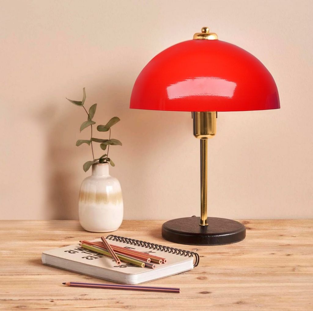 Opviq, AYD-3680,Tischlampe, Rot, MEDAILLENKÖRPER, 23 x 23 x 38 cm