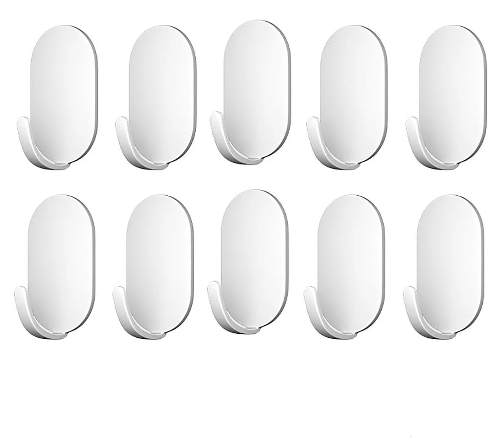 Porte-serviettes mural adhésif lot de 10 crochets blancs salle de bain