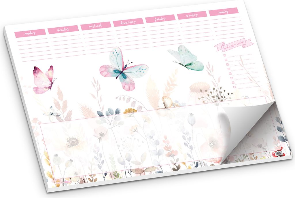 itenga Schreibtischunterlage Schmetterling DIN A2 50 Blatt Produktbild 