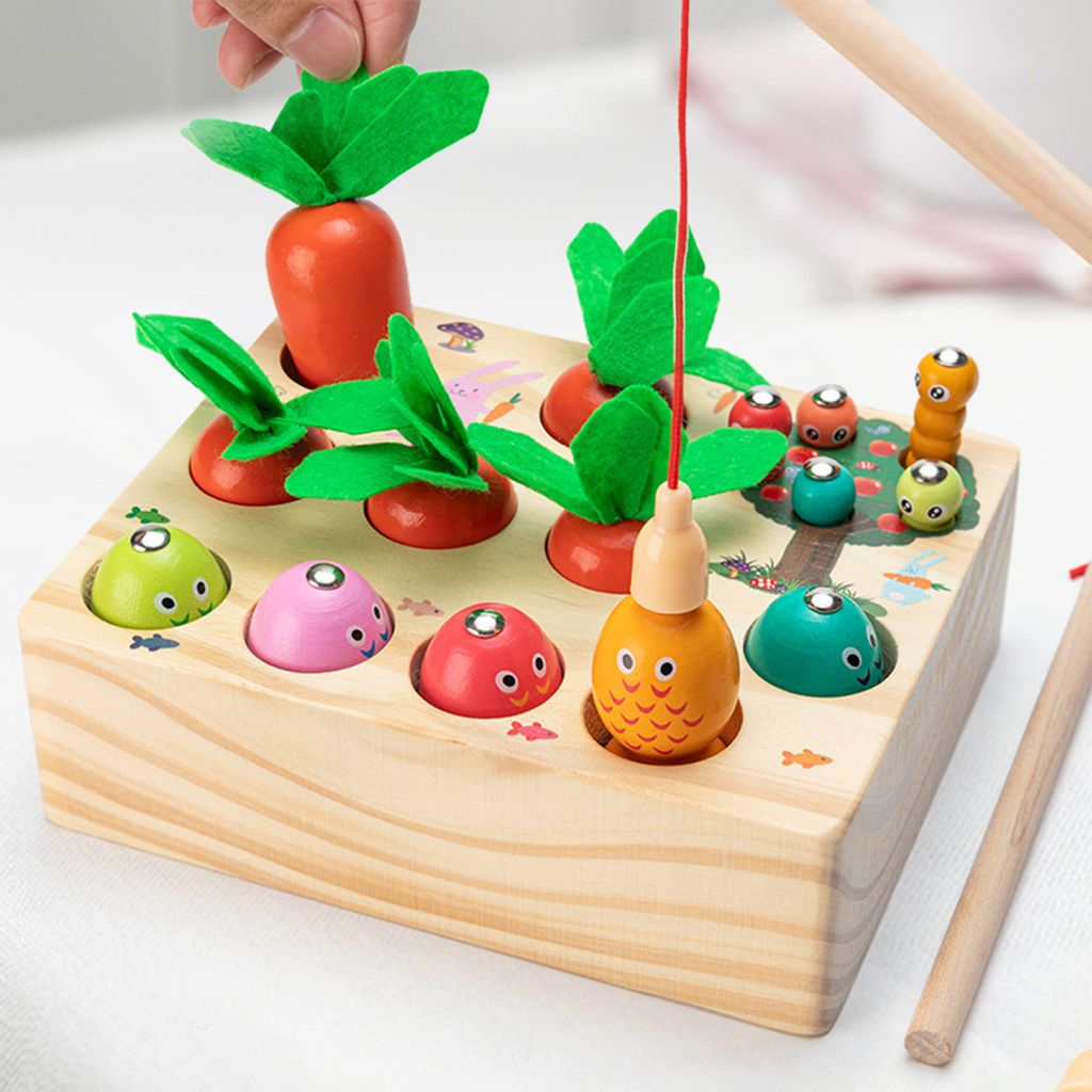 Kinder aus Holz pädagogische Fischerei Board Farben Sort Stack Spielzeug 