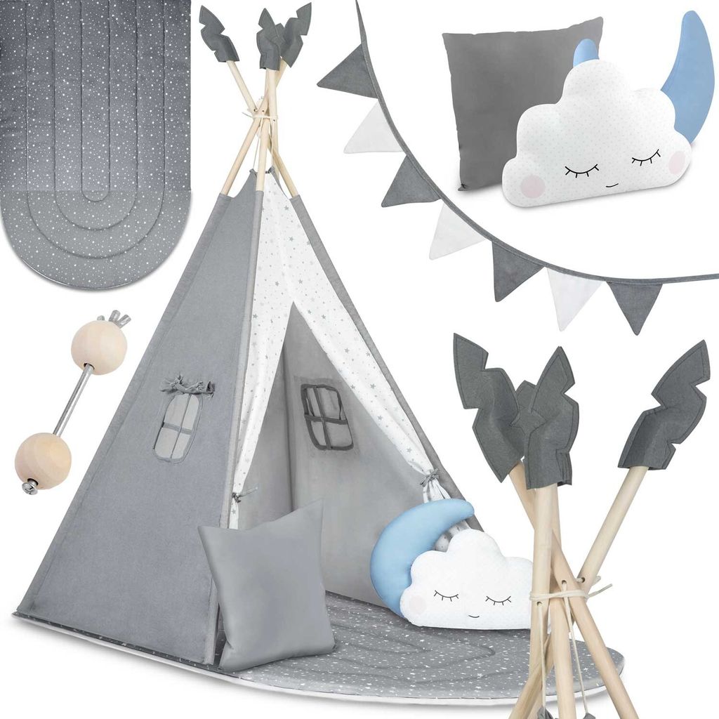 Nukido NK-406 Kinder-Tipi – grau Produktbild 
