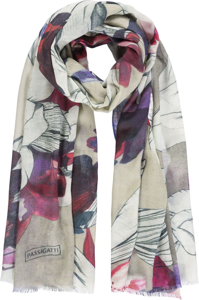 Passigatti Schal mit digitalem Print Blumendesign, Gr. ONESIZE