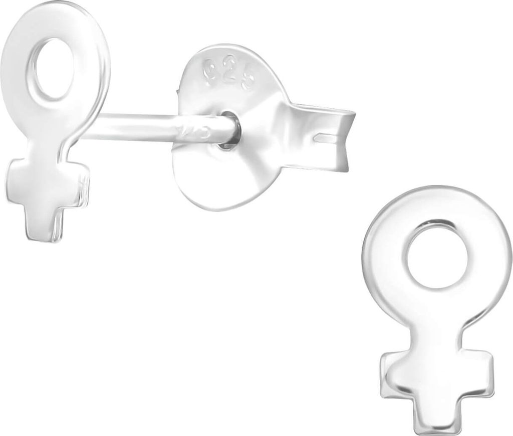 925 Sterling Silber Ohrstecker mit weiblichem Gender-Zeichen