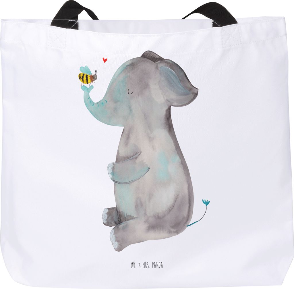 Mr. & Mrs. Panda Shopper Elefant Biene - Weiß - Geschenk, Tote Bag, Hochzeitsgeschenk, Liebe, Tasche, Strandtasche, Gute Laune, Liebesspruch, Lieb...