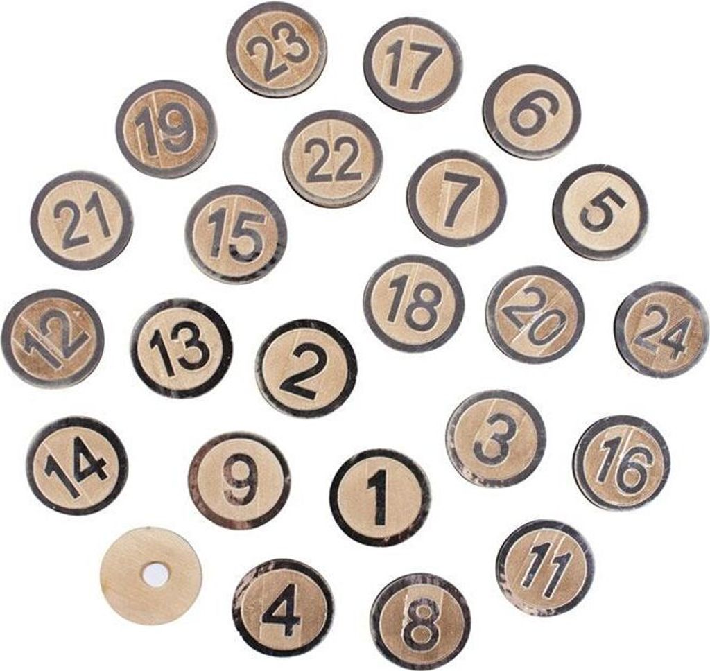 24 Ziffern Holzklebstoffe MDF Adventskalender Ø 3,5 cm - Produktbild 