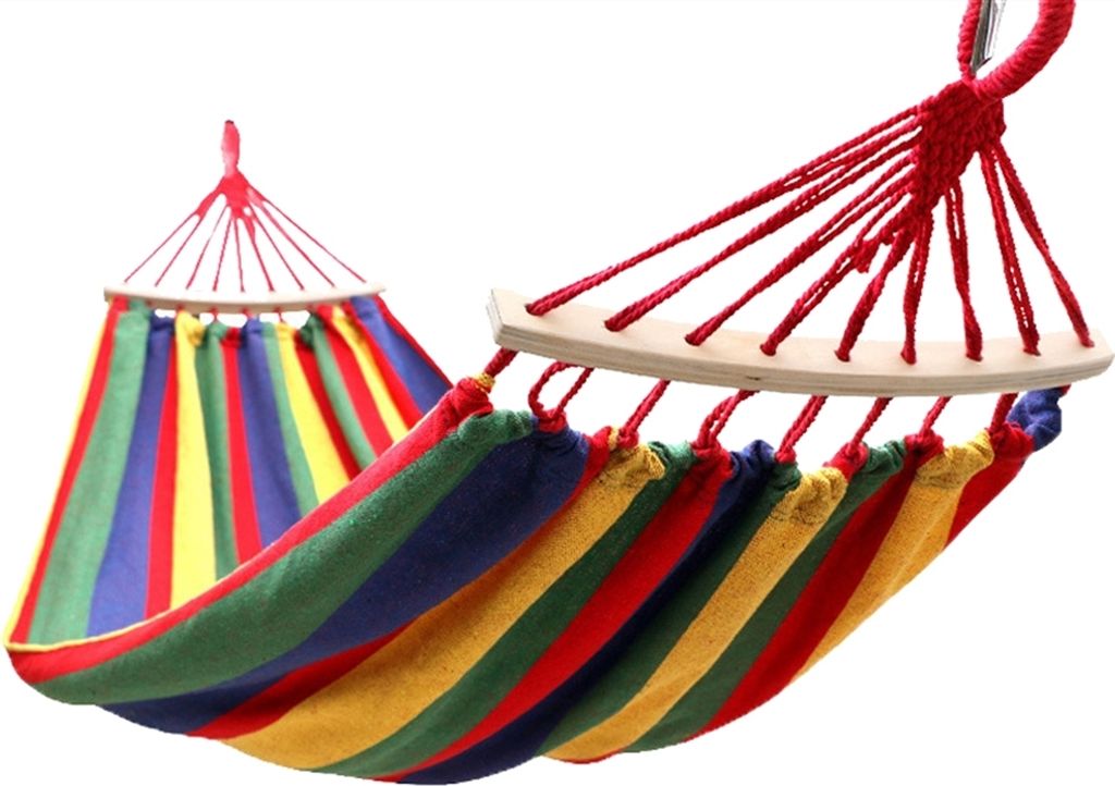 Hängematte Outdoor Hängematten Rot 2 Personen Garten Hängematten 200 kg Mit 2 Holzstangen, 200 x 150 cm