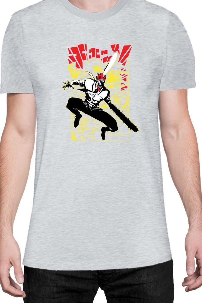 Herren T-Shirt Manga Japan Anime Comics Animation Chainsaw Anime manga Man 17, Man 2XL / Grau