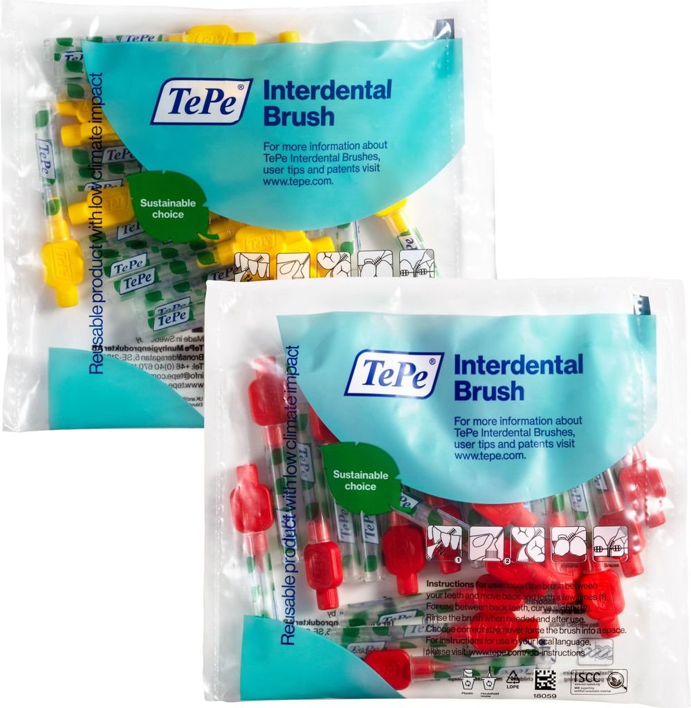 40 Stück TePe Interdentalbürsten Original, Rot/Gelb Produktbild 