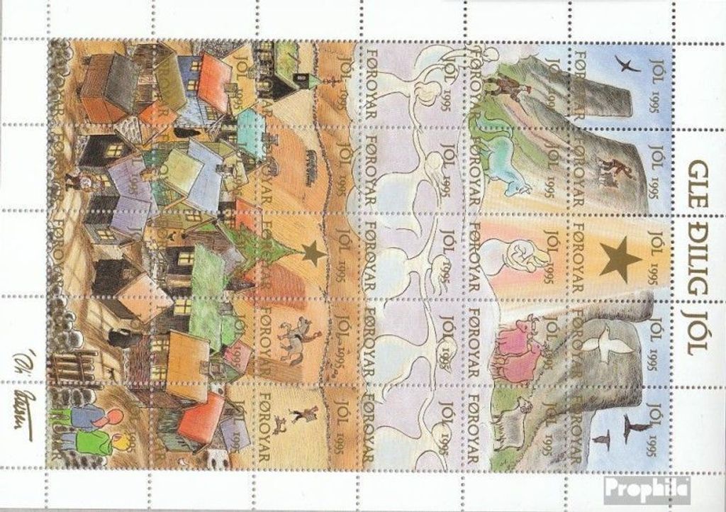 Briefmarken Dänemark - Färöer 1995 Mi Kleinbogen Vignette postfrisch Weihnachtsmarken